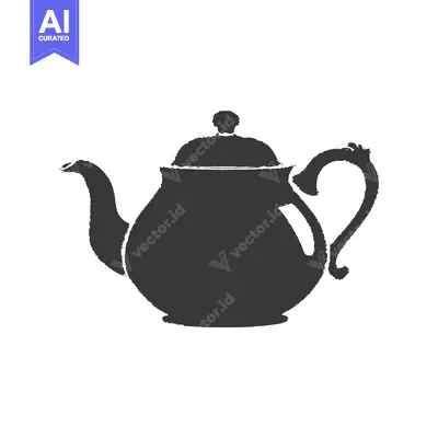 Black and White Silhouette of a Teapot