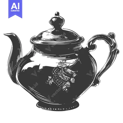 Aset premium populer: Hand-drawn Illustration of a Vintage Teapot with Ornate Handle