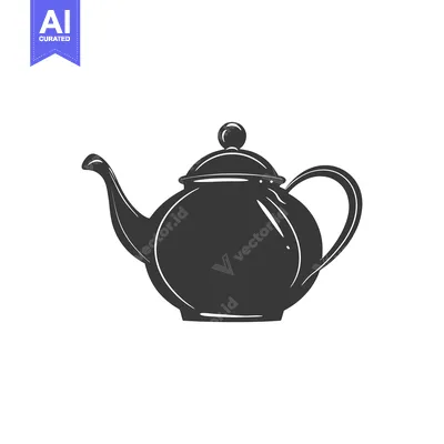 Aset desain premium: Silhouette of a Classic Teapot with a Round Body and a Small Lid Knob