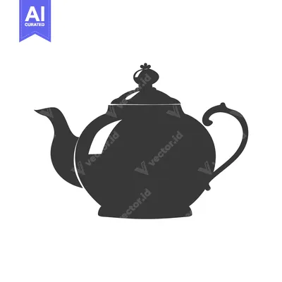 Premium design asset: Silhouette of a Traditional Teapot with a Decorative Lid