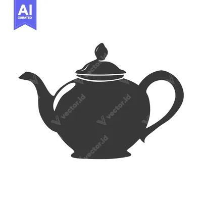 Aset desain premium: A Silhouette of a Traditional Teapot