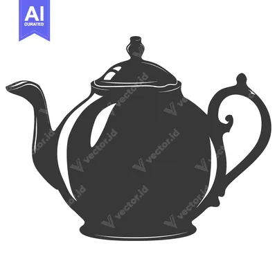 Aset desain premium: Silhouette of a Traditional Teapot with a Lid and Handle