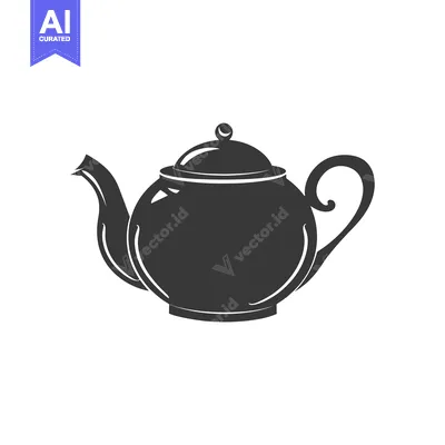 A silhouette of a classic teapot with a lid and a curved spout.