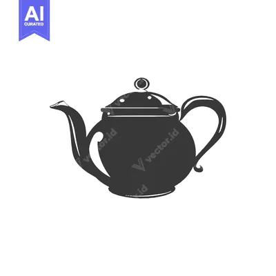 Hand-drawn Silhouette of a Classic Teapot