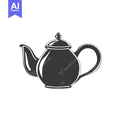 Popular premium asset: Black and White Illustration of a Teapot with a Lid