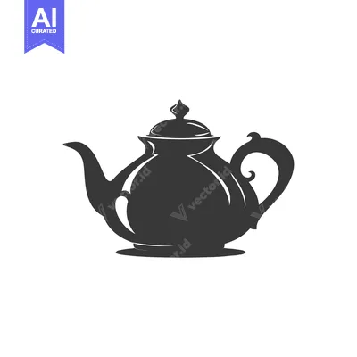 Black and white silhouette of a classic teapot