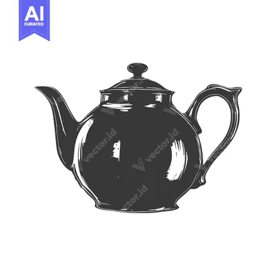 Hand-drawn Illustration of a Traditional Teapot