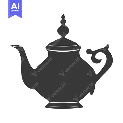 Premium design asset: Ornate Silhouette of a Teapot with a Finial