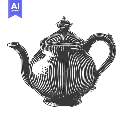 Aset desain premium: Hand-Drawn Illustration of a Traditional Teapot