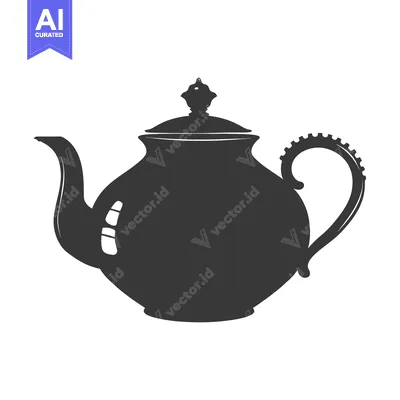Aset desain premium: Silhouette of a traditional ceramic teapot with a lid