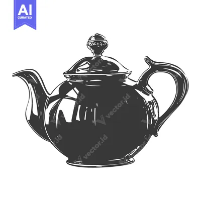 Aset premium populer: Hand-drawn sketch of a ceramic teapot with a lid and a handle