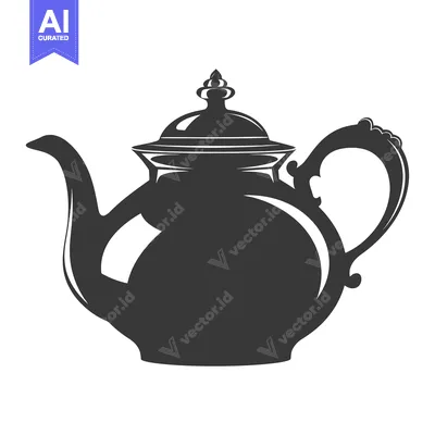Aset premium populer: A Black and White Silhouette of a Classic Teapot