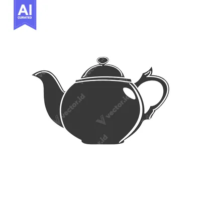 Black and White Silhouette of a Teapot with a Lid