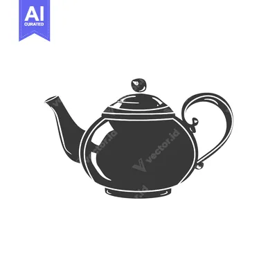 Aset premium populer: A Black and White Silhouette of a Classic Teapot