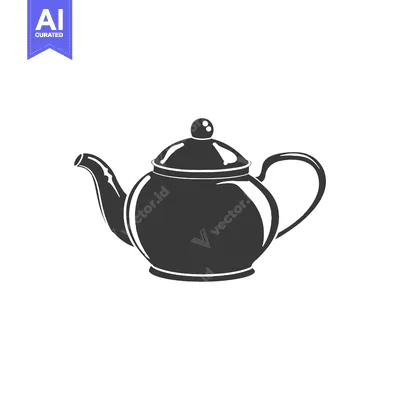 A Black and White Silhouette of a Teapot