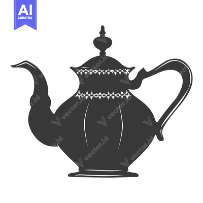Silhouette of a Traditional Teapot with Ornate Design