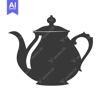 Silhouette of a Classic Teapot with a Lid