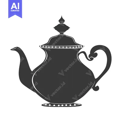 Ornate Teapot with a Rounded Body and a Spout
