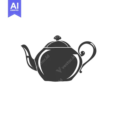 Premium design asset: Black and White Silhouette of a Classic Teapot