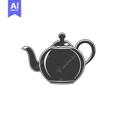 A Black and White Illustration of a Teapot