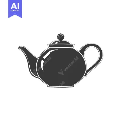 Premium design asset: Black and White Illustration of a Traditional Teapot