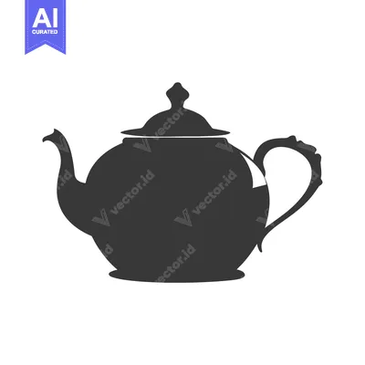 Black and White Silhouette of a Teapot