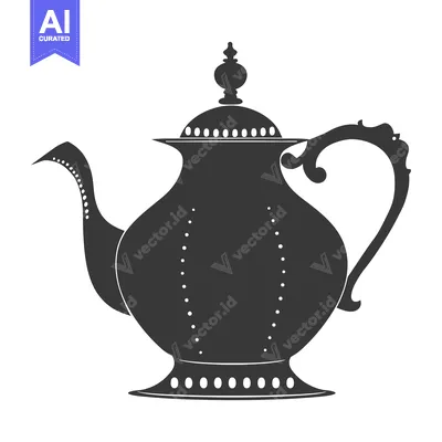 Ornate Silver Teapot Silhouette