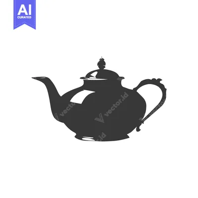 Aset premium populer: Black and white silhouette of a teapot with an ornate handle