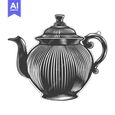 Ornate Vintage Teapot with Striped Body and Intricate Handle
