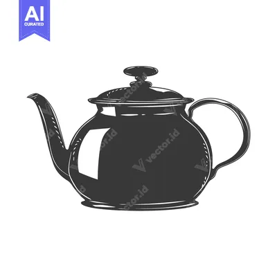 Hand-Drawn Silhouette of a Classic Teapot