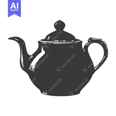 Hand-drawn Silhouette of a Traditional Teapot