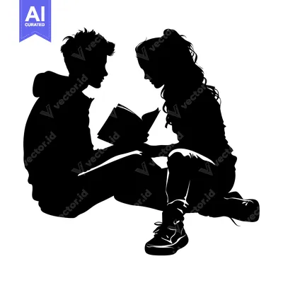 Popular premium asset: Silhouette of a Young Couple Sharing a Book