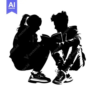 Aset premium populer: Silhouette of a Couple Reading a Book Together