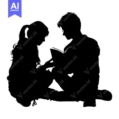 Aset premium populer: Silhouette of a Couple Reading a Book Together