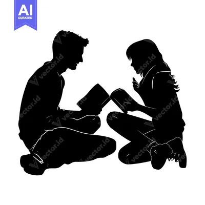 Popular premium asset: Silhouettes of a Couple Reading a Book Together