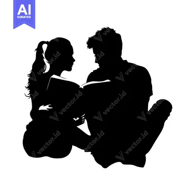 Aset premium populer: Silhouette of a Couple Reading a Book Together