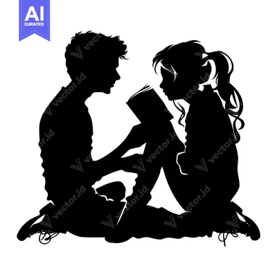 Premium design asset: A Silhouetted Couple Sharing a Book Together