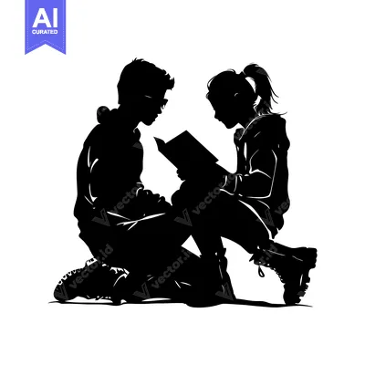 Aset premium populer: Silhouette of a Couple Reading a Book Together