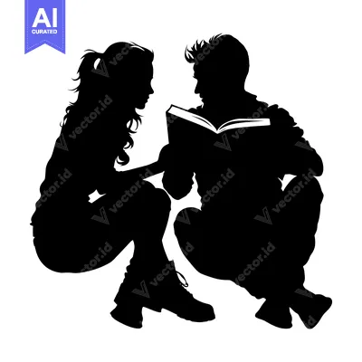 Aset premium populer: Silhouette of a Couple Reading a Book Together