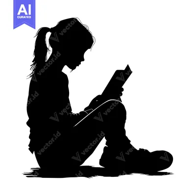 Aset premium populer: Silhouette of a Girl Reading a Book