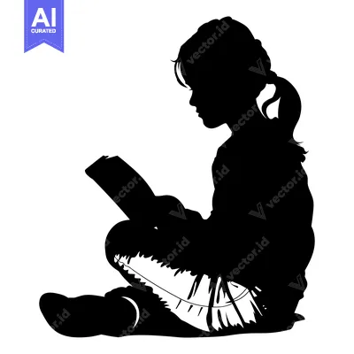 Popular premium asset: Silhouette of a Young Girl Reading a Book