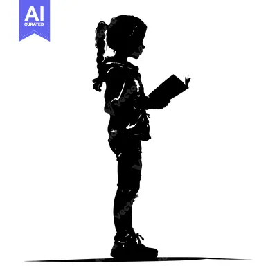 Popular premium asset: Silhouette of a Young Girl Reading a Book