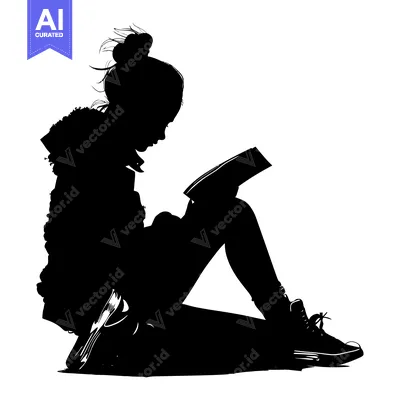 Aset premium populer: Silhouette of a Girl Reading a Book