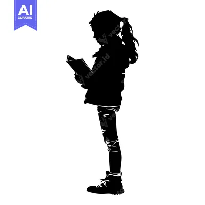 Aset premium populer: Silhouette of a Girl Reading a Book