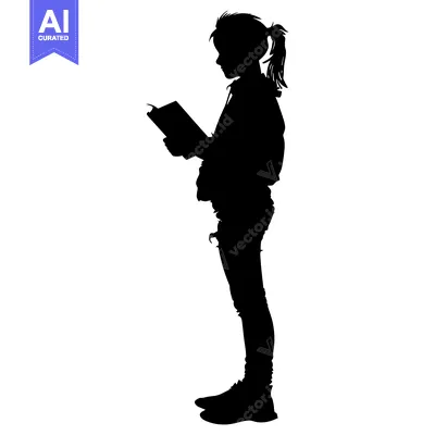 Popular premium asset: Silhouette of a Young Woman Reading a Book