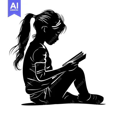 Popular premium asset: Silhouette of a Girl Sitting and Reading a Book