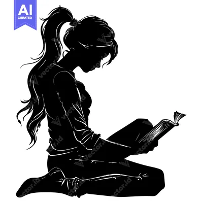 Silhouette of a Woman Reading a Book