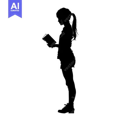 Premium design asset: Silhouette of a Woman Reading a Book
