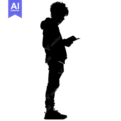 Aset premium populer: Silhouette of a Young Person Reading a Book