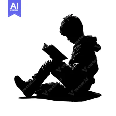 Aset premium populer: Silhouette of a Young Boy Reading a Book